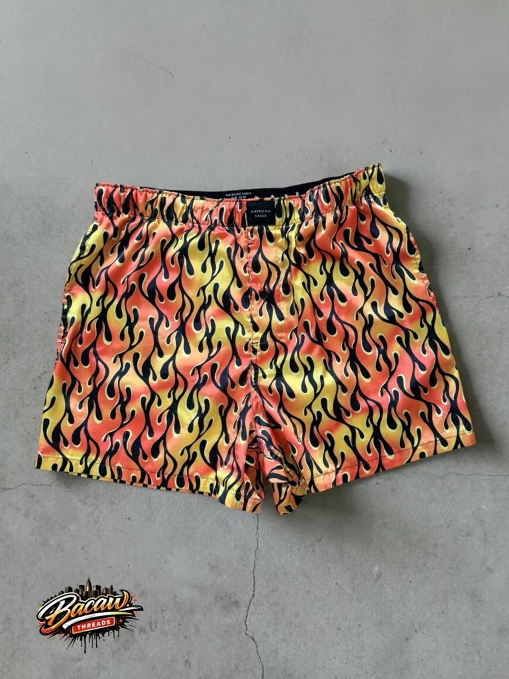 AEO American Eagle Flames Satin Pocket Boxer Shorts